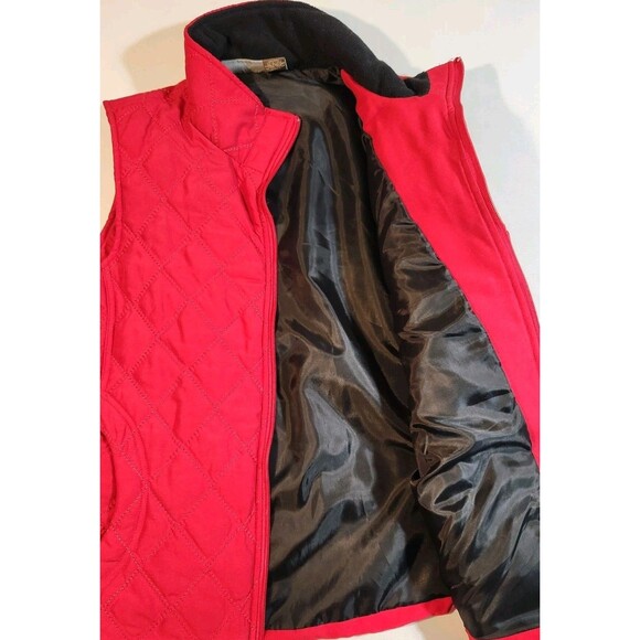 Jane Ashley Women's Size XL Festive Red Quitted Vest w/ Pockets - Picture 8 of 10